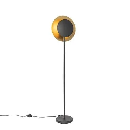 QAZQA Art Deco vloerlamp zwart met goud - Emilienne