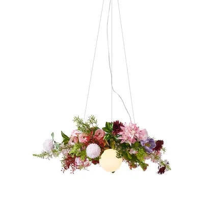 QAZQA Bohemian hanglamp zwart met gekleurde bloemen rood en roze -