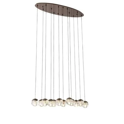 QAZQA Design hanglamp donker brons met helder glas 12-lichts - Inge