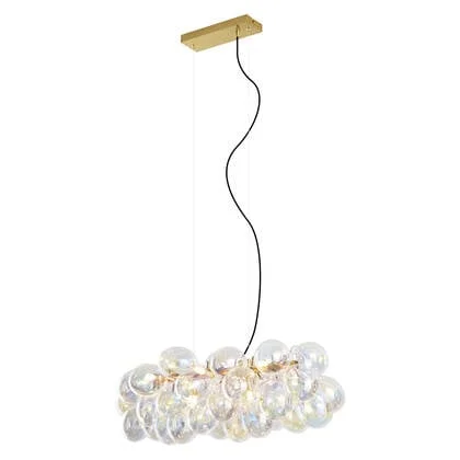 QAZQA Design hanglamp goud met regenboog glas 8-lichts - Uvas
