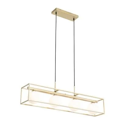 QAZQA Design hanglamp goud met wit glas 4-lichts - Aniek