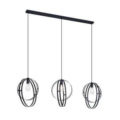 QAZQA Design hanglamp zwart langwerpig 3-lichts - Indu