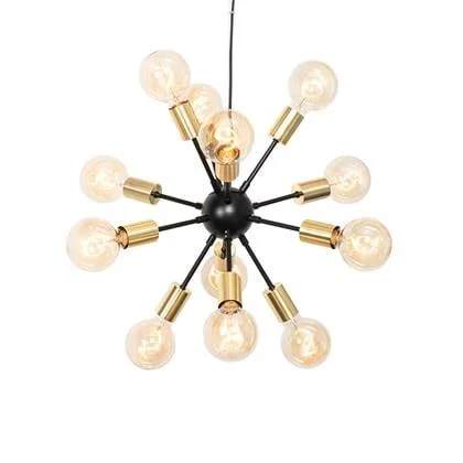 QAZQA Design hanglamp zwart met goud 12-lichts - Juul