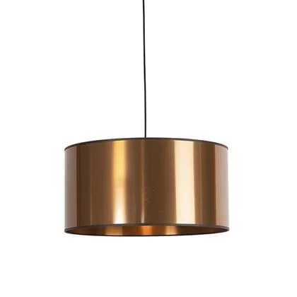 QAZQA Design hanglamp zwart met koperen kap 50 cm - Pendel