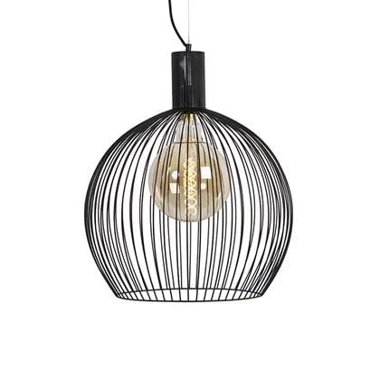 QAZQA Design ronde hanglamp zwart 50 cm - Dos