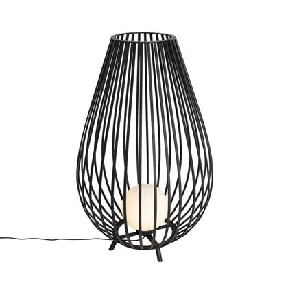 QAZQA Design vloerlamp zwart met opaal 110 cm - Angela