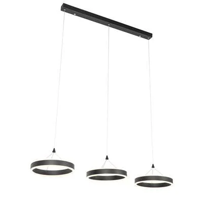 QAZQA Hanglamp zwart langwerpig incl. LED 3-staps dimbaar 3-lichts -