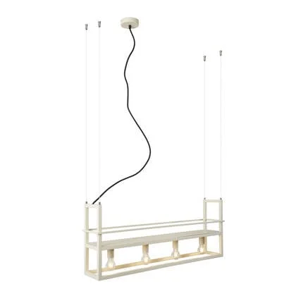 QAZQA Industriële hanglamp beige 4-lichts - Cage Rack