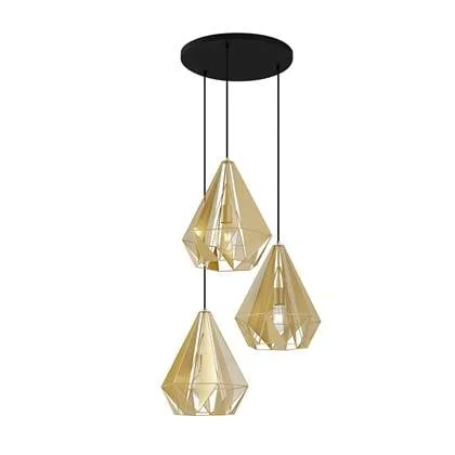 QAZQA Industriële hanglamp goud met mesh 3-lichts - Carcass