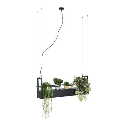 QAZQA Industriële hanglamp zwart met rek 4-lichts GU10 - Cage Rack