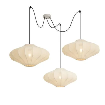 QAZQA Japandi hanglamp beige 50cm 3-lichts - Plu