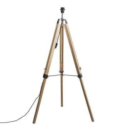 QAZQA Landelijke vloerlamp hout zonder kap - Tripod