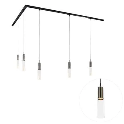 QAZQA Modern railsysteem met 5 hanglampen gunmetal 1-fase - Iconic