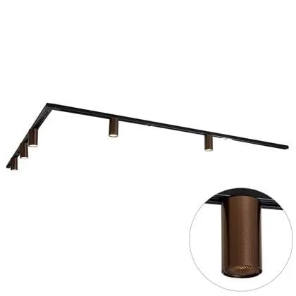 QAZQA Modern railsysteem met 5 spots donker brons 1-fase GU10 35mm -