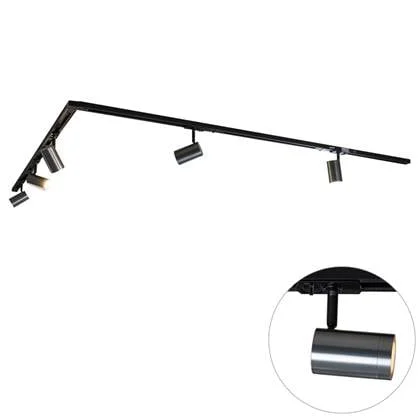 QAZQA Modern railsysteem met 5 spots gunmetal 1-fase - Iconic Jeana