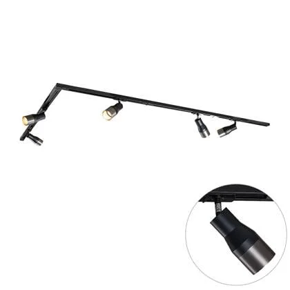 QAZQA Modern railsysteem met 5 spots gunmetal 1-fase - Iconic Kohua