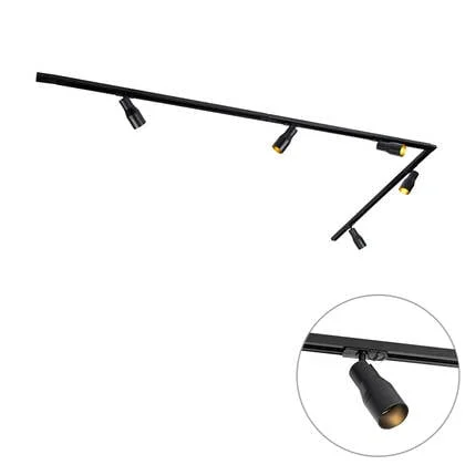 QAZQA Modern railsysteem met 5 spots zwart 1-fase - Iconic Kohua