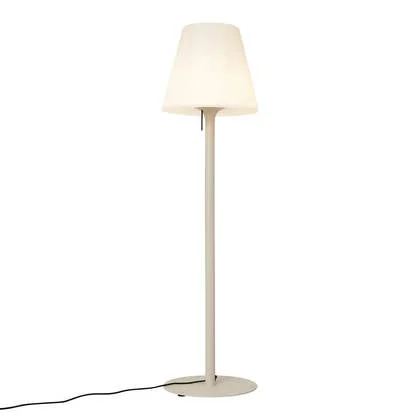 QAZQA Moderne buiten vloerlamp beige met witte kap IP44 - Big