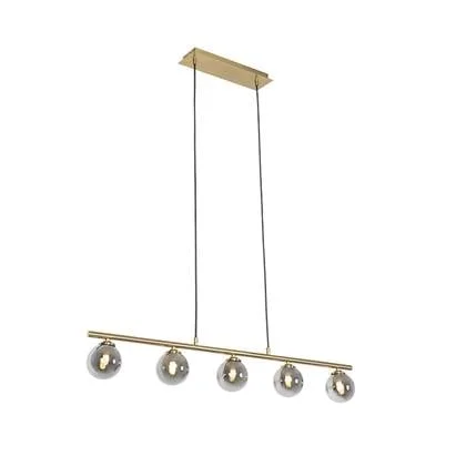 QAZQA Moderne hanglamp goud 100 cm 5-lichts met smoke glas - Athens