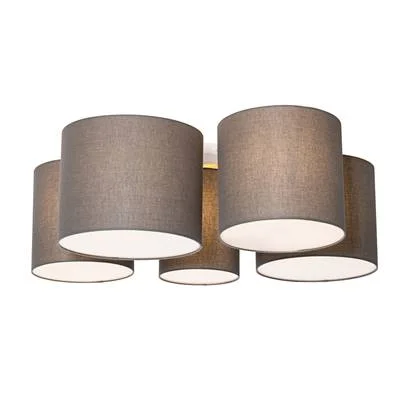 QAZQA Moderne plafondlamp taupe 5-lichts - Multidrum