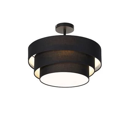 QAZQA Moderne plafondlamp zwart 45 cm 3-lichts - Drum Trio