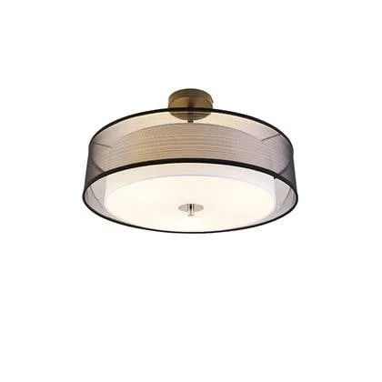 QAZQA Moderne plafondlamp zwart met wit 50 cm 3-lichts - Drum Duo