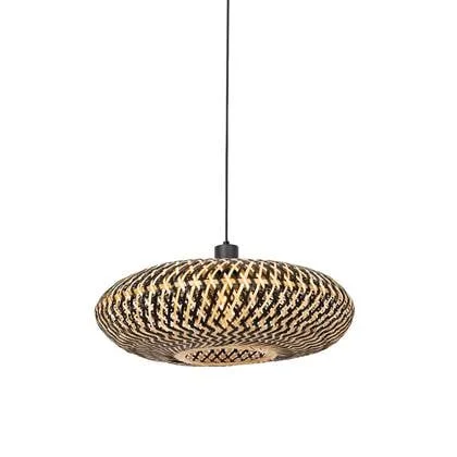 QAZQA Oosterse hanglamp zwart bamboe 50 cm - Ostrava