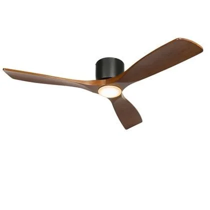 QAZQA Plafondventilator zwart met hout 131.5cm incl. LED dimbaar met