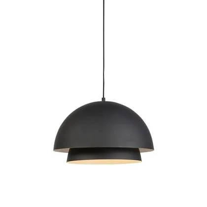 QAZQA Scandinavische hanglamp zwart met wit 2-laags - Claudius