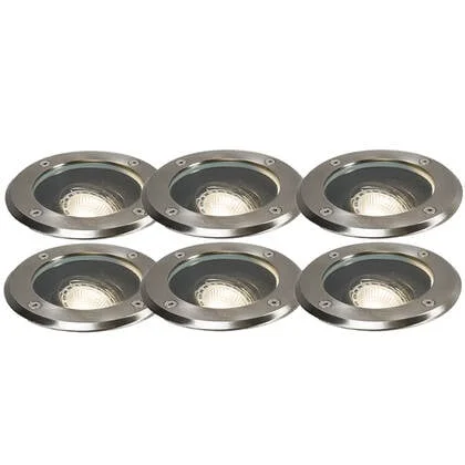 QAZQA Set van 6 buiten grondspots staal verstelbaar IP65 - Delux