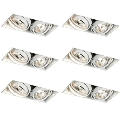 QAZQA Set van 6 inbouwspots wit GU10 70mm 2-lichts trimless - Oneon