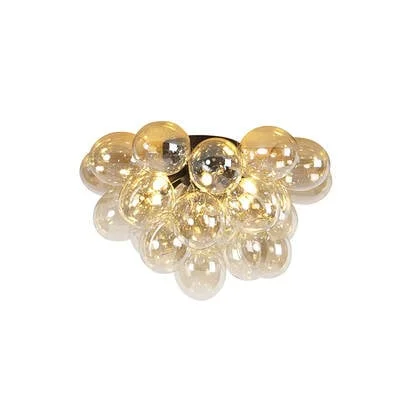 QAZQA Smart plafondlamp zwart met amber glas 6-lichts incl. 6 Wifi G9