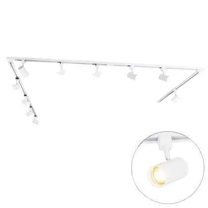 QAZQA Smart railsysteem met 10 spots wit 1-fase incl. 10 Wifi GU10