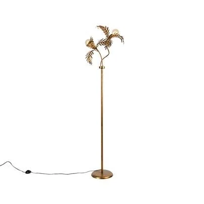 QAZQA Vintage vloerlamp goud 187 cm 2-lichts - Botanica