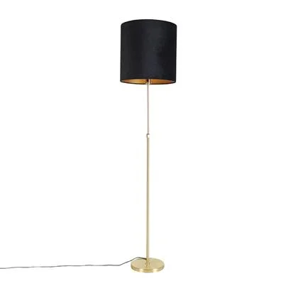 QAZQA Vloerlamp goud|messing met velours kap zwart 40|40 cm - Parte