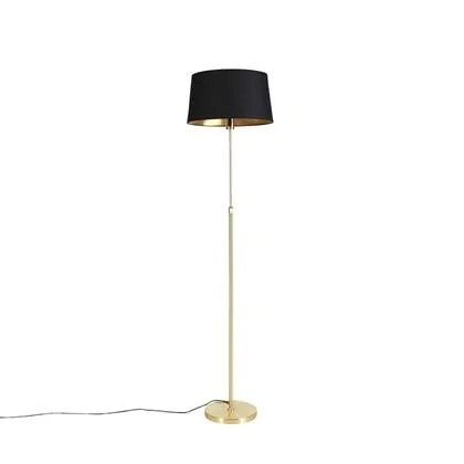 QAZQA Vloerlamp goud|messing met zwarte kap 45 cm verstelbaar - Parte