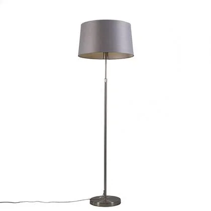 QAZQA Vloerlamp staal met kap grijs 45 cm verstelbaar - Parte