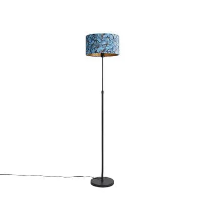 QAZQA Vloerlamp zwart met velours kap vlinders 35 cm - Parte