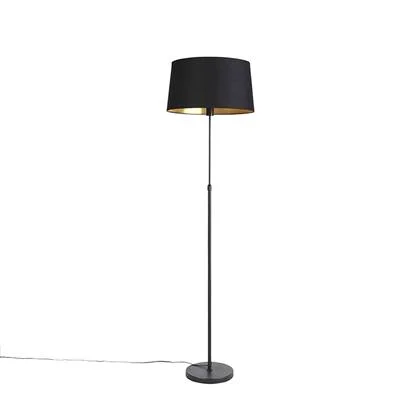 QAZQA Vloerlamp zwart met zwarte kap 45 cm verstelbaar - Parte