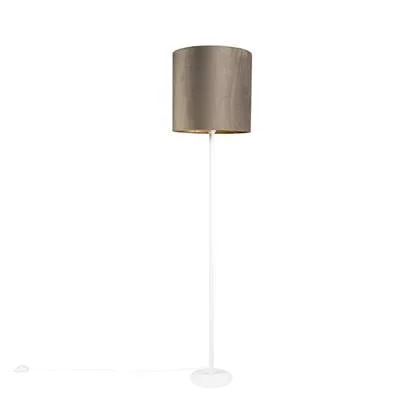 QAZQA Voerlamp wit met taupe kap en gouden binnenkant 40 cm - Simplo