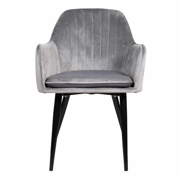 QUVIO Eetkamerstoel Benito - Fluweel en staal - Antraciet