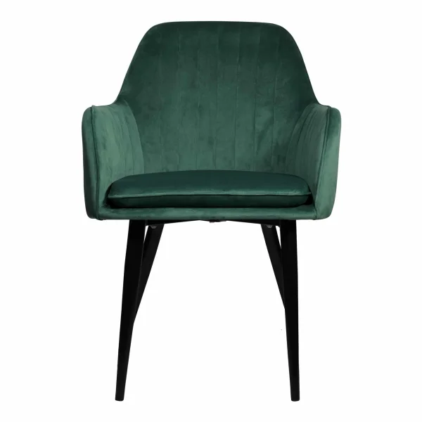 QUVIO Eetkamerstoel Benito - Fluweel en staal - Donkergroen