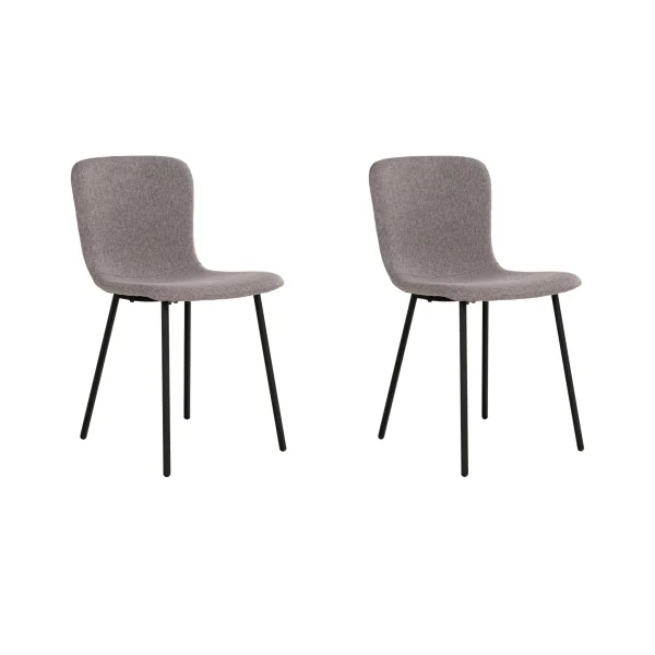 QUVIO Eetkamerstoelen Logan - Polyester - Staal - Lichtgrijs - Set van 2