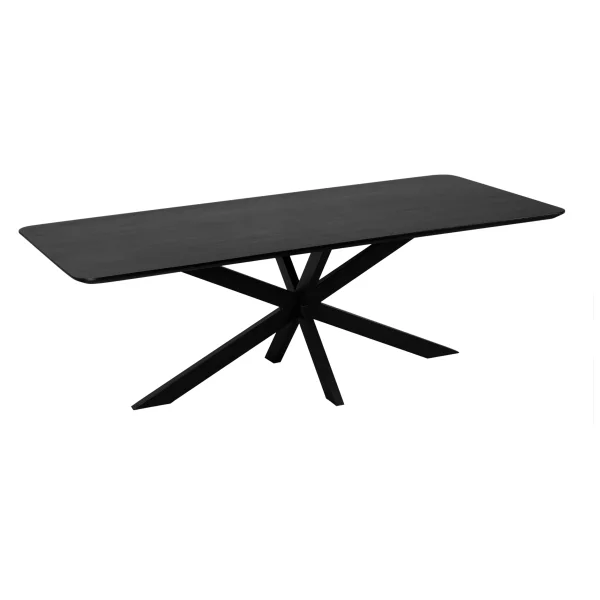 QUVIO Eettafel Sofia - Rechthoekig - Stalen kruispoot - FSC®-gecertificeerd mangohout - 220x110 cm - Zwart