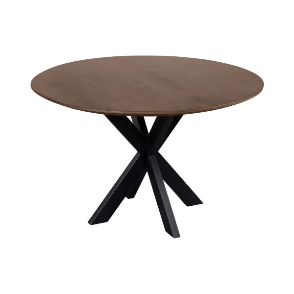 QUVIO Eettafel Sofia - Rond - Ø 120 cm - Stalen kruispoot - FSC® gecertificeerd mangohout - Bruin