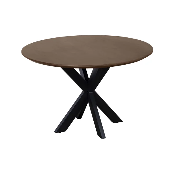 QUVIO Eettafel Sofia - Rond - Ø 130 cm - Stalen kruispoot - FSC® gecertificeerd mangohout - Bruin
