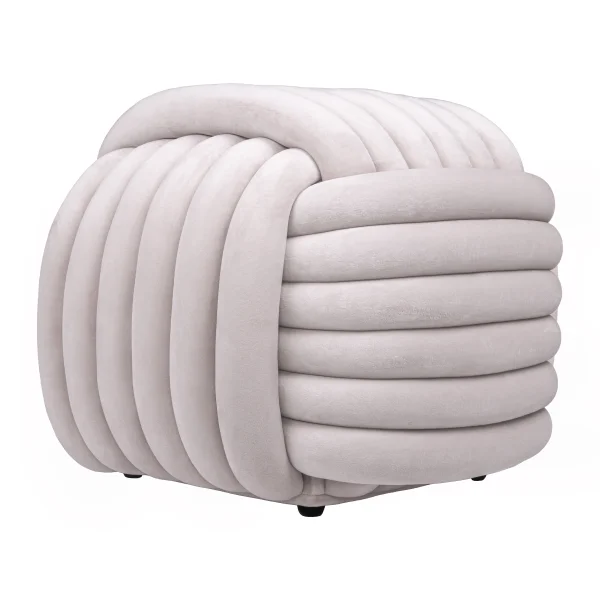 QUVIO Vierkante poef - Geknoopt - 45x45x42 cm - Beige