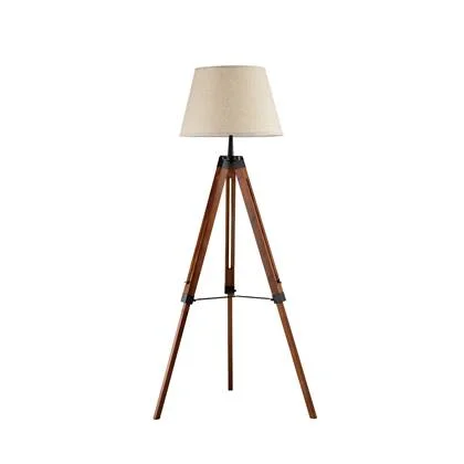 QUVIO Vloerlamp driepoot hout met beige kap - QUV5041L-WOOD