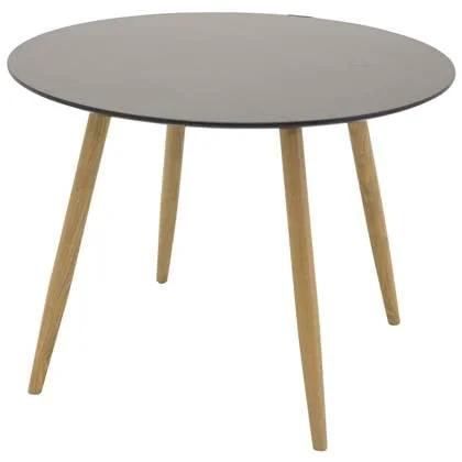 Rebellenclub Namu Eetkamertafel - ø100 cm - Zwart met eiken poten