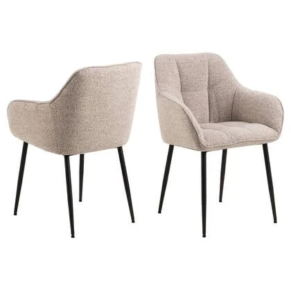 Rebellenclub Nivala Eetkamerstoel - Set van 2 - Beige met Mat Zwarte